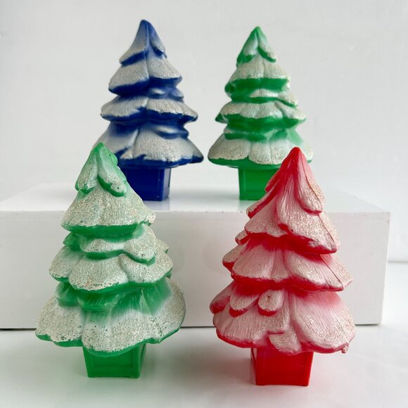 Vintage 5" Plastic Blow Mold Christmas Trees - Picture 1 of 9